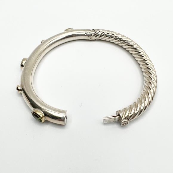David Yurman 18K Gold, Peridot & Diamond Hinged Bangle Bracelet - Picture 9 of 16